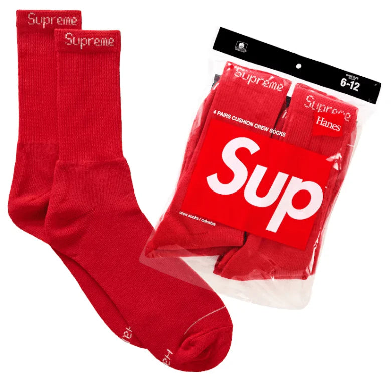 Supreme®/Hanes® Crew Socks (4 Pack) Red