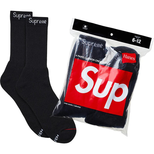 Supreme®/Hanes® Crew Socks (4 Pack) Black